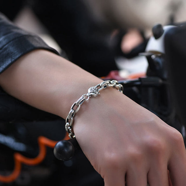 Bracciale Buddha Stones in argento sterling 925 con sei parole vere e saggezza, calma