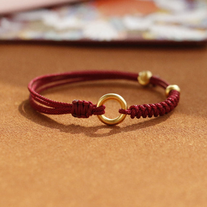 Braccialetto in corda rossa con fibbia della pace in lega Buddha Stones