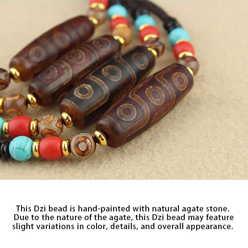 Buddha Stones Tibetano Perlina Dzi a nove occhi Perlina Dzi a tre occhi Corda di protezione Collane Ciondolo