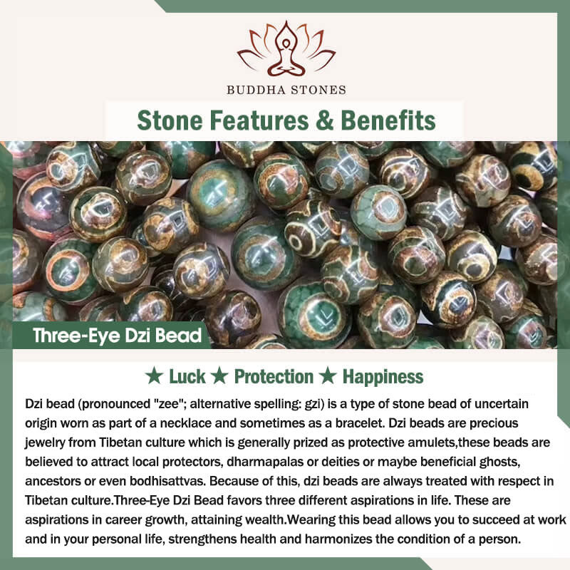 Buddha Stones Tibetano Perlina Dzi a nove occhi Perlina Dzi a tre occhi Corda di protezione Collane Ciondolo