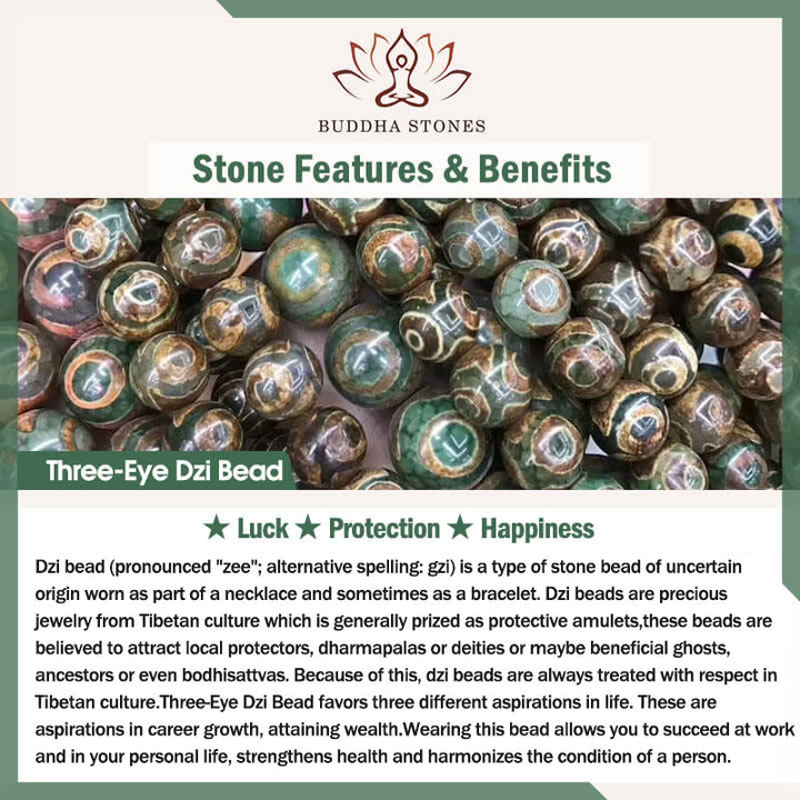 Buddha Stones Tibetano Perlina Dzi a nove occhi Perlina Dzi a tre occhi Corda di protezione Collane Ciondolo
