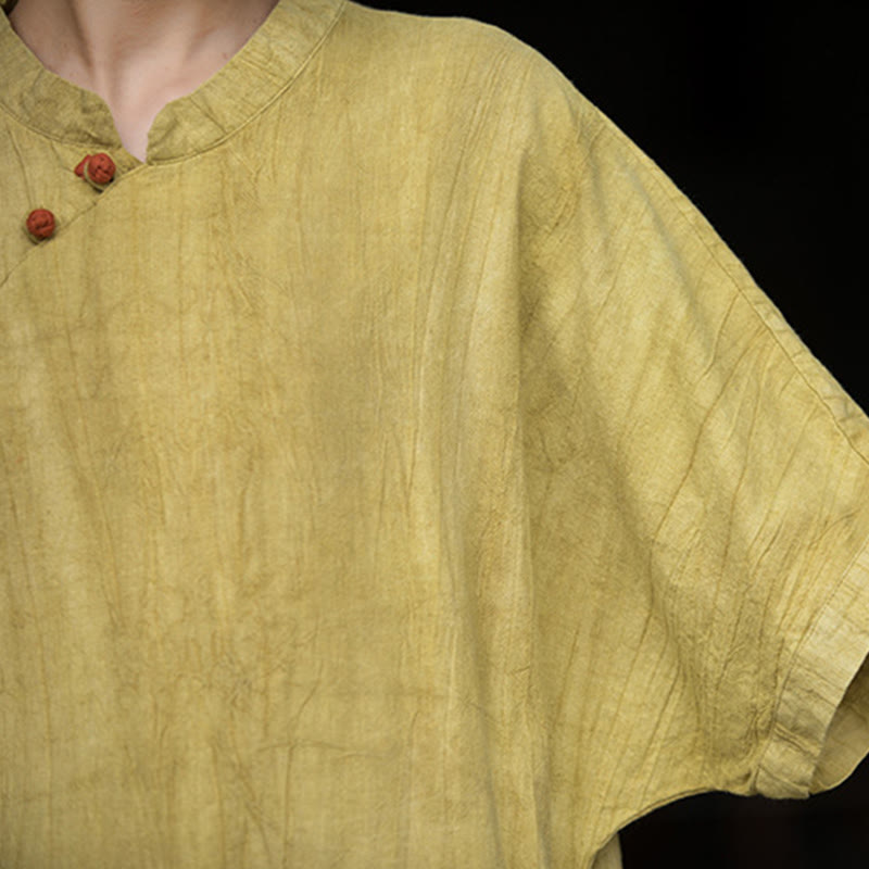 Buddha Stones Vestito midi in lino ramiè tie-dye fatto a mano, pantaloni a gamba larga con tasche - image 9