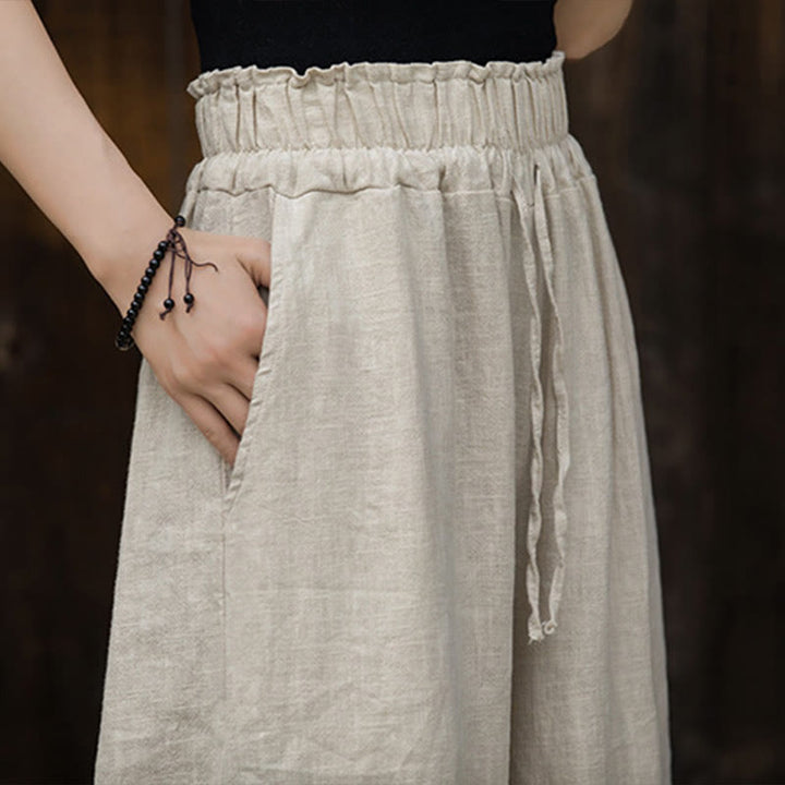 Buddha Stones Vestito midi in lino ramiè tie-dye fatto a mano con bottoni a rana e pantaloni a gamba larga con tasche - image 36