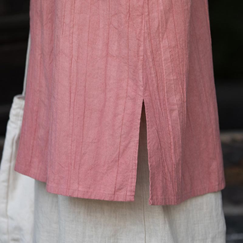 Buddha Stones Vestito midi in lino ramiè tie-dye fatto a mano con bottoni a rana e pantaloni a gamba larga con tasche - image 22