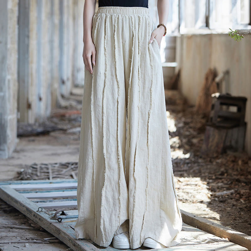 Abito da donna senza maniche in ramia e lino con bottoni a rana e tasche, lunghezza al ginocchio, con stampa Buddha Stones. - Pantaloni beige - US4-8/10, UK/AU8-12/14, EU36-40/42 (F) - image 34
