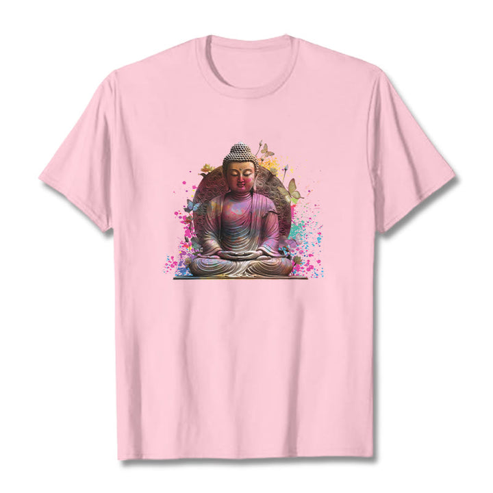 Maglietta Buddha Stones Butterfly Meditazione Buddha Tee - Rosa chiaro - 2XL - image 12