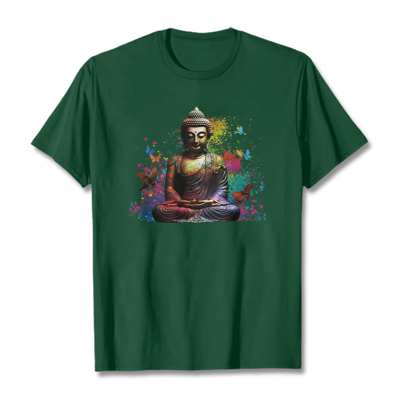 Maglietta Buddha Stones farfalla colorata meditazione Buddha volante - Verde studentesco - 2XL - image 9