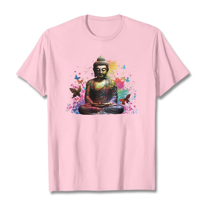 Maglietta Buddha Stones farfalla colorata meditazione Buddha volante - Rosa chiaro - 2XL - image 11