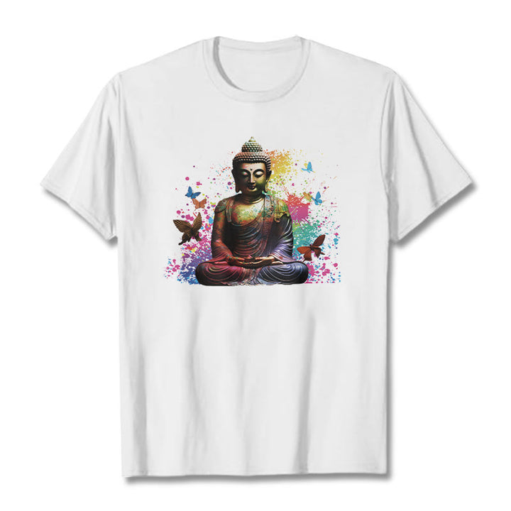 Maglietta Buddha Stones farfalla colorata meditazione Buddha volante - Bianco - 2XL - image 4