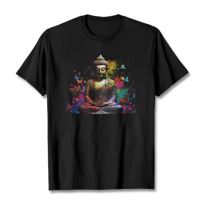 Maglietta Buddha Stones farfalla colorata meditazione Buddha volante - Nero - 2XL - image 1