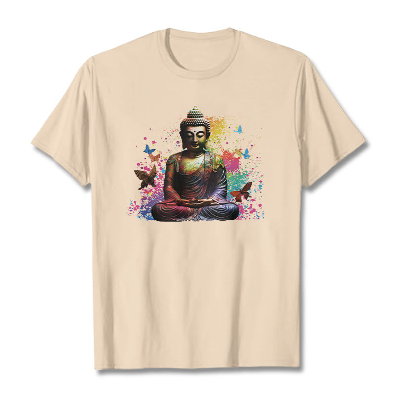 Maglietta Buddha Stones farfalla colorata meditazione Buddha volante - Biscotto - 2XL - image 7
