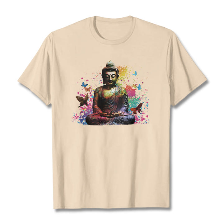 Maglietta Buddha Stones farfalla colorata meditazione Buddha volante - Biscotto - 2XL - image 7