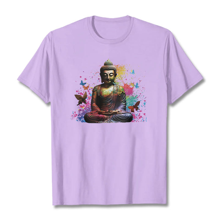 Maglietta Buddha Stones farfalla colorata meditazione Buddha volante - Prugna - 2XL - image 15