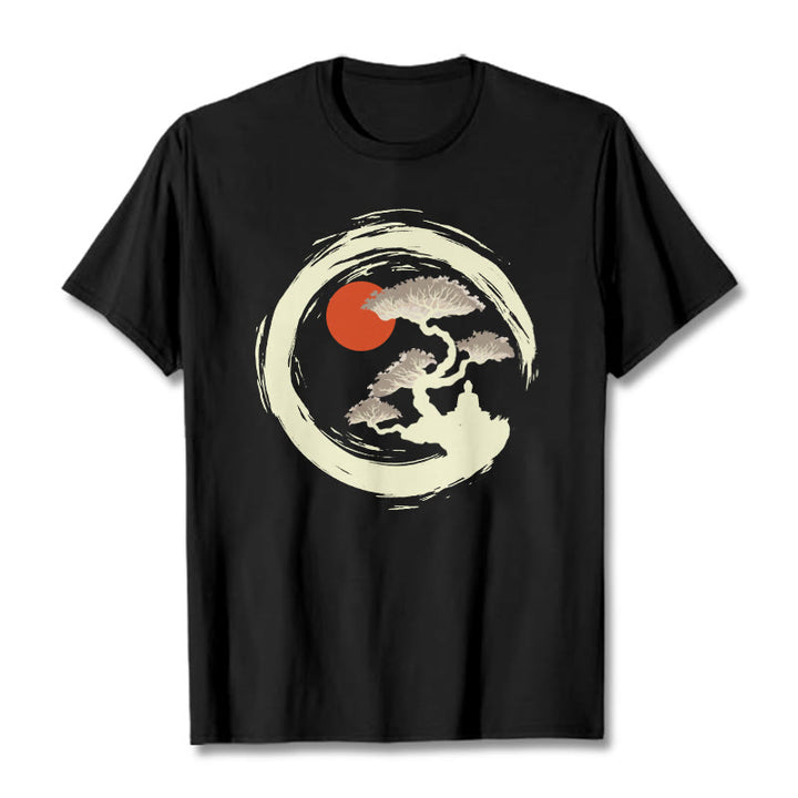 Maglietta Buddha Stones Red Sun Pine Zen Circle Meditazione Buddha Tee - image 2