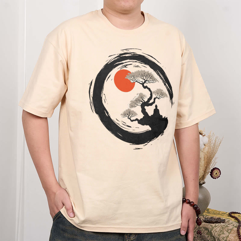 Maglietta Buddha Stones Red Sun Pine Zen Circle Meditazione Buddha Tee - image 15