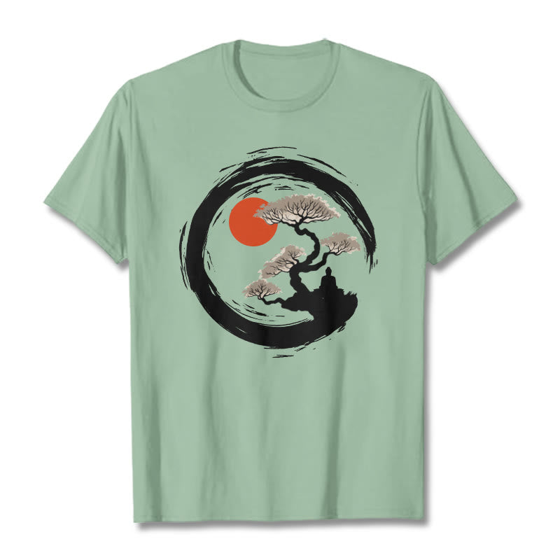 Maglietta Buddha Stones Red Sun Pine Zen Circle Meditazione Buddha Tee - Verde pallido - 2XL - image 25