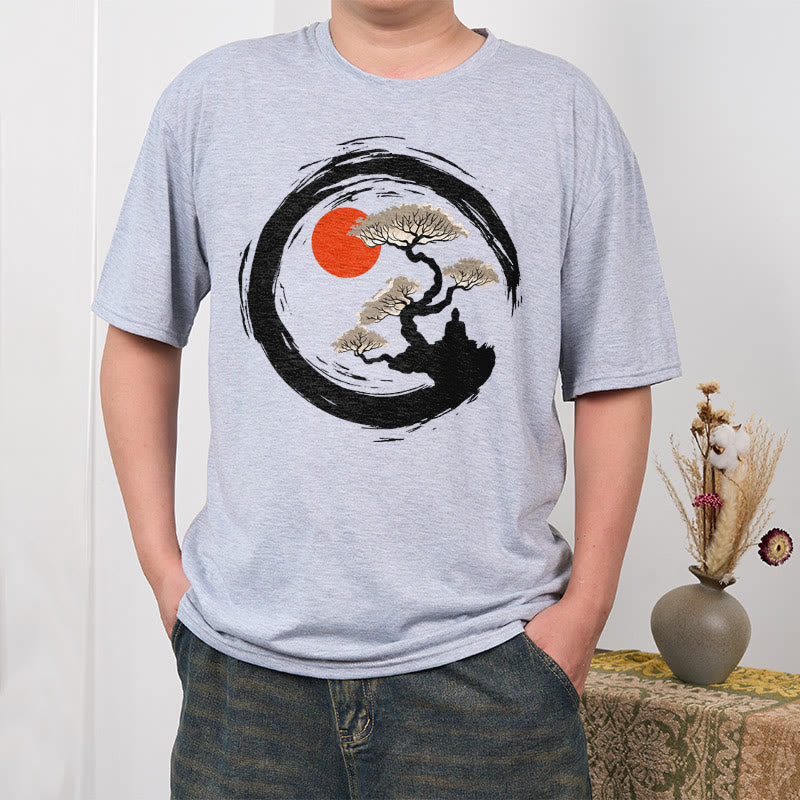 Maglietta Buddha Stones Red Sun Pine Zen Circle Meditazione Buddha Tee - image 39