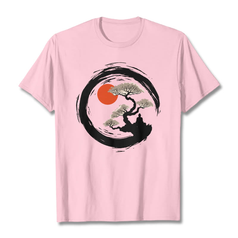 Maglietta Buddha Stones Red Sun Pine Zen Circle Meditazione Buddha Tee - image 26