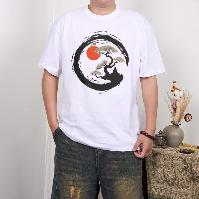 Maglietta Buddha Stones Red Sun Pine Zen Circle Meditazione Buddha Tee - image 9