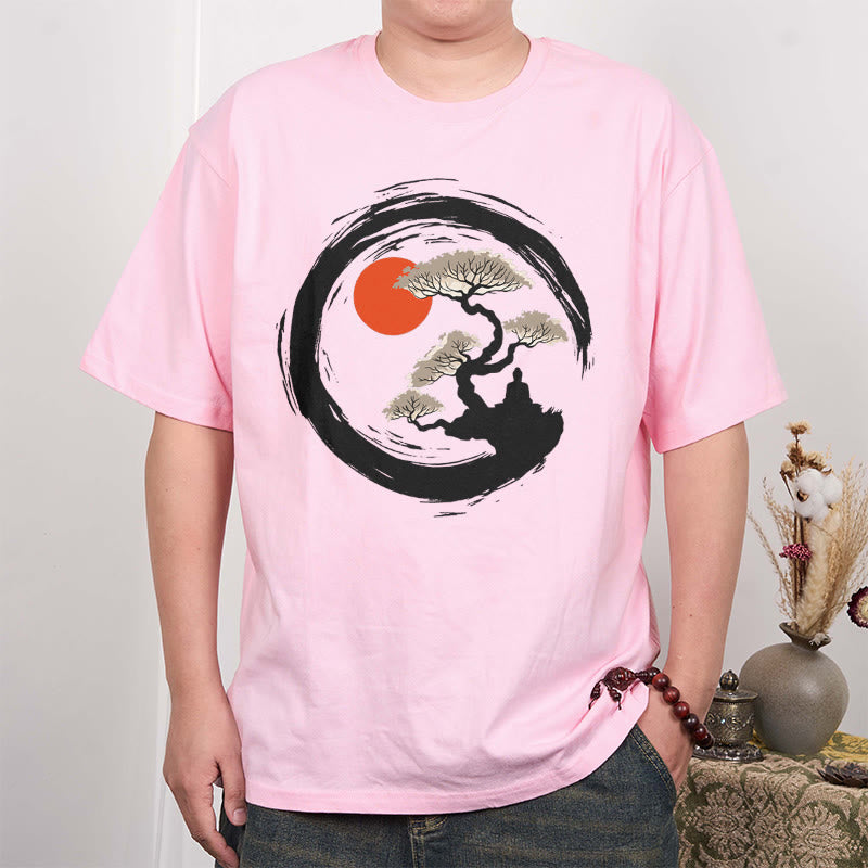Maglietta Buddha Stones Red Sun Pine Zen Circle Meditazione Buddha Tee - image 23