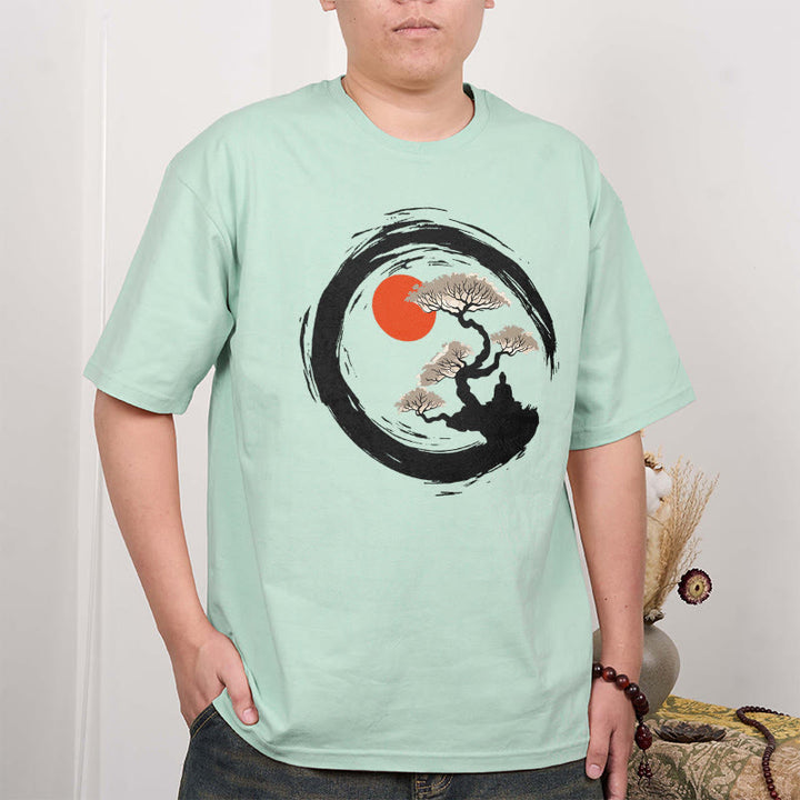 Maglietta Buddha Stones Red Sun Pine Zen Circle Meditazione Buddha Tee - image 27