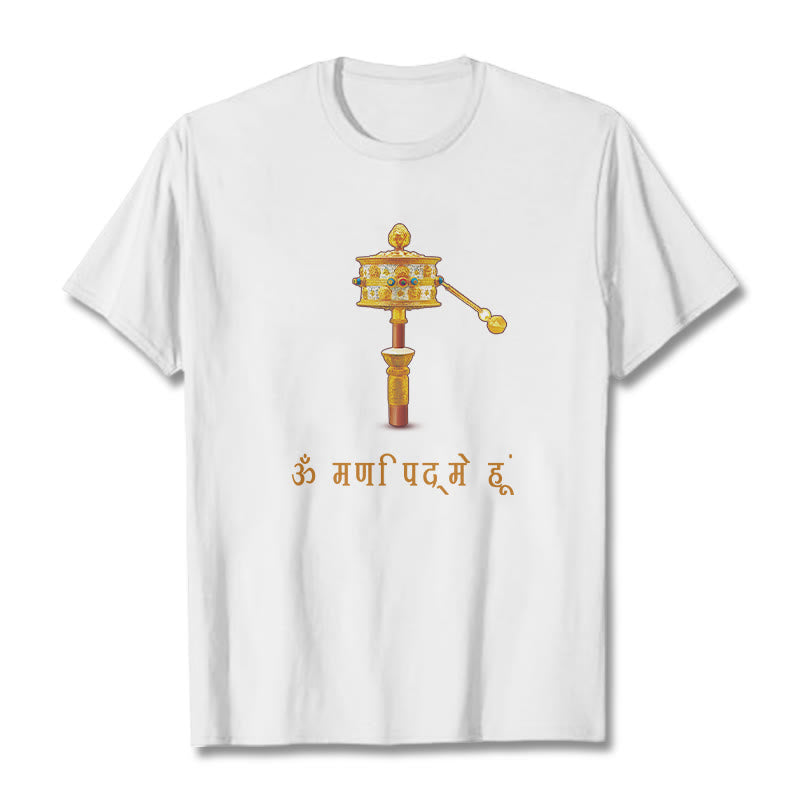 T-shirt con ruota di preghiera in sanscrito OM NAMAH SHIVAYA Buddha Stones - Bianco - 2XL - image 2
