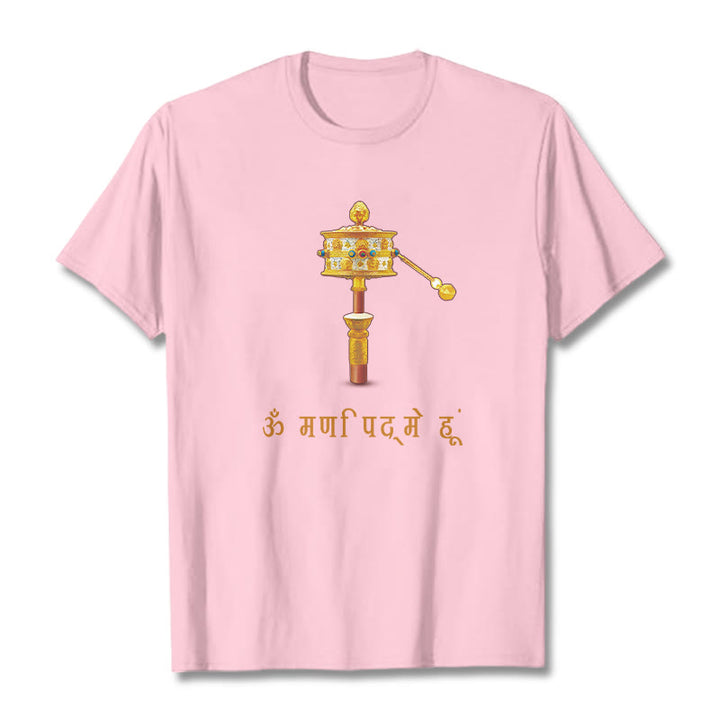 T-shirt con ruota di preghiera in sanscrito OM NAMAH SHIVAYA Buddha Stones - Rosa chiaro - 2XL - image 13