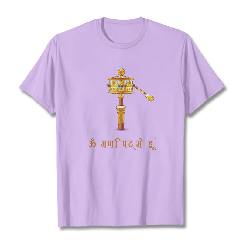 T-shirt con ruota di preghiera in sanscrito OM NAMAH SHIVAYA Buddha Stones