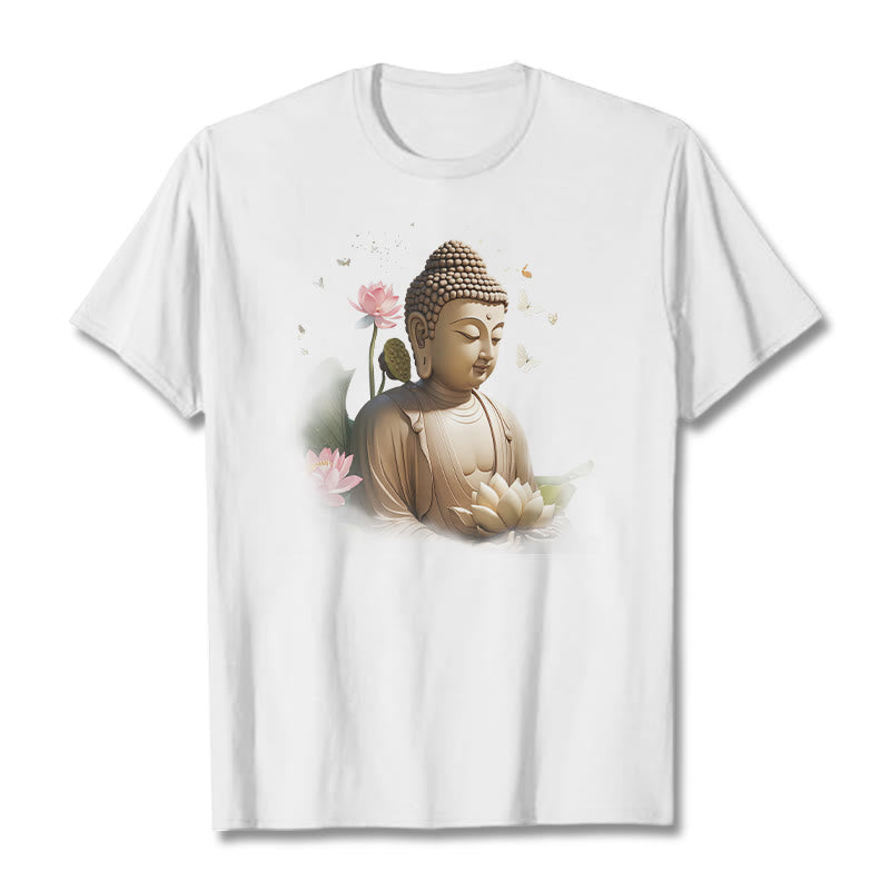 Maglietta Buddha Stones Lotus Butterfly Meditazione Buddha Tee - Bianco - 2XL - image 1