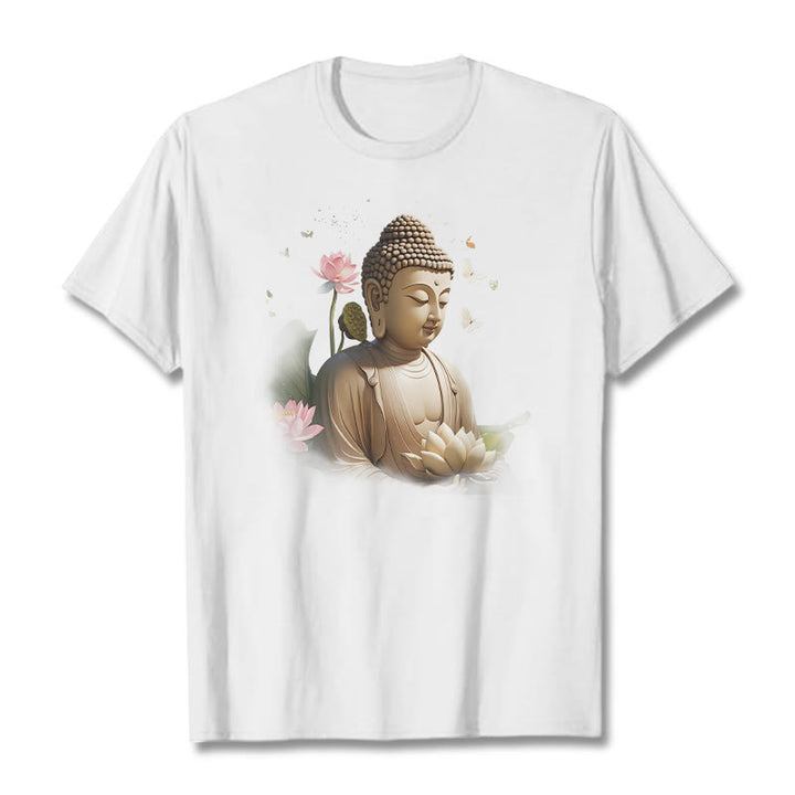 Maglietta Buddha Stones Lotus Butterfly Meditazione Buddha Tee - Bianco - 2XL - image 1