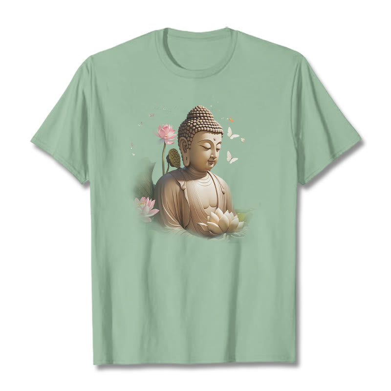 Maglietta Buddha Stones Lotus Butterfly Meditazione Buddha Tee - Verde pallido - 2XL - image 14
