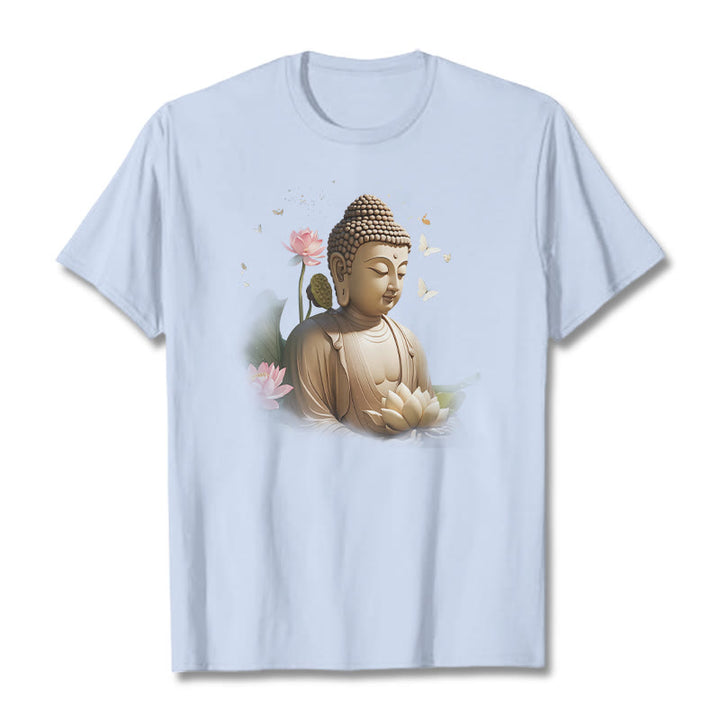 Maglietta Buddha Stones Lotus Butterfly Meditazione Buddha Tee - Ciano chiaro - 2XL - image 17