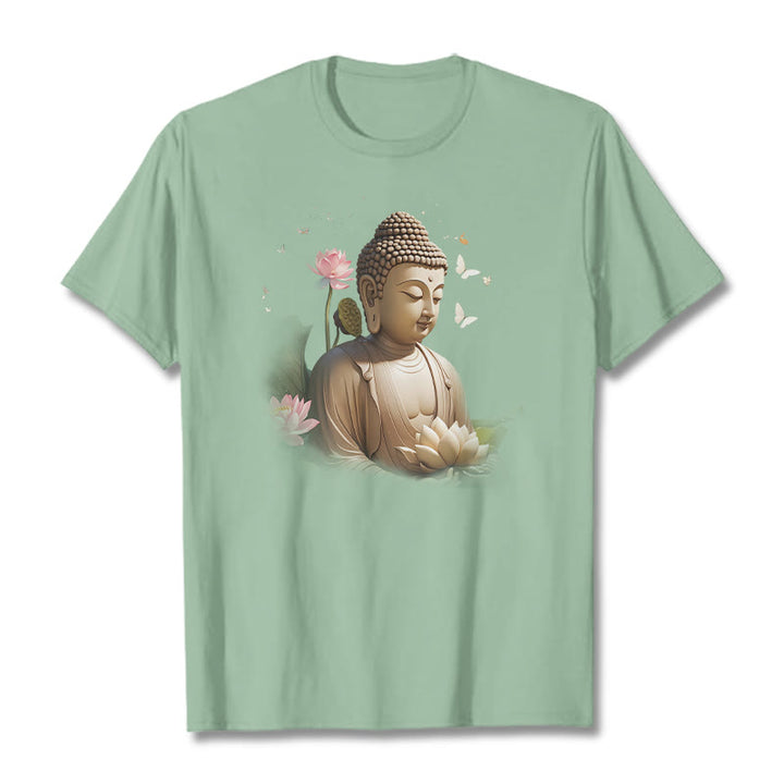 Maglietta Buddha Stones Lotus Butterfly Meditazione Buddha Tee - Verde pallido - 2XL - image 13