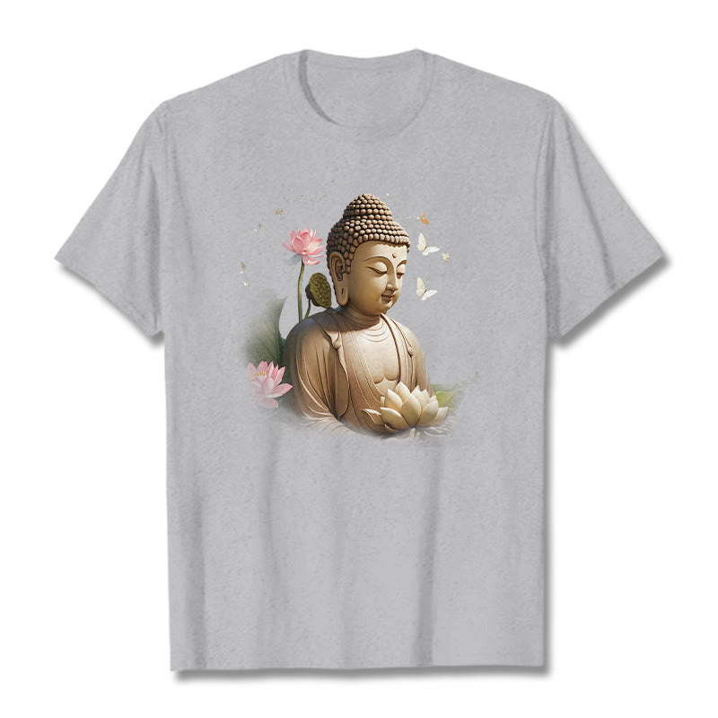 Maglietta Buddha Stones Lotus Butterfly Meditazione Buddha Tee - Grigio chiaro - 2XL - image 18