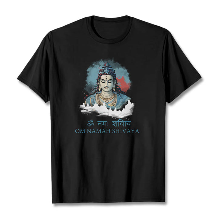 T-shirt con t-shirt con nuvole colorate in sanscrito Buddha Stones OM NAMAH SHIVAYA - Nero - 2XL - image 1