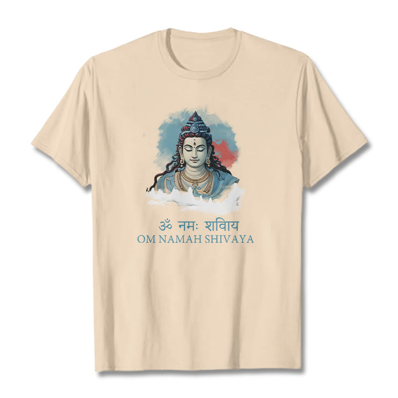 T-shirt con t-shirt con nuvole colorate in sanscrito Buddha Stones OM NAMAH SHIVAYA