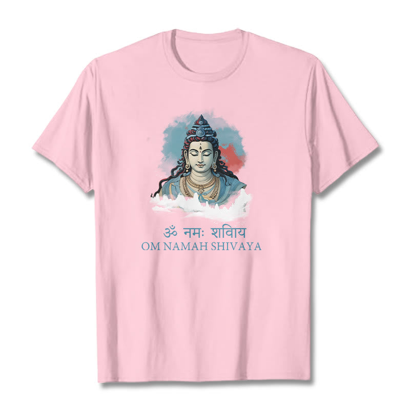 T-shirt con t-shirt con nuvole colorate in sanscrito Buddha Stones OM NAMAH SHIVAYA