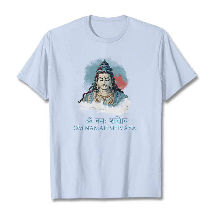 T-shirt con t-shirt con nuvole colorate in sanscrito Buddha Stones OM NAMAH SHIVAYA