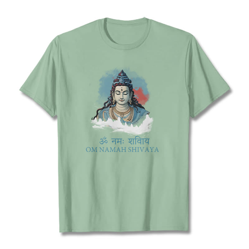 T-shirt con t-shirt con nuvole colorate in sanscrito Buddha Stones OM NAMAH SHIVAYA - Verde pallido - 2XL - image 14