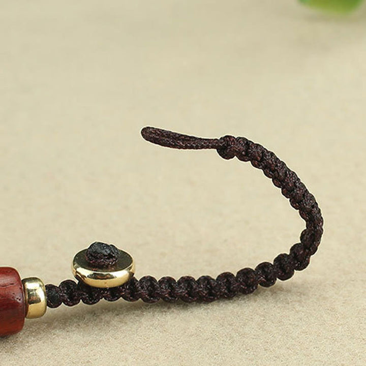 Buddha Stones Moneta di rame Attrae ricchezza Legno di ebano Sandalo rosso Fortuna Portachiavi Decorazione
