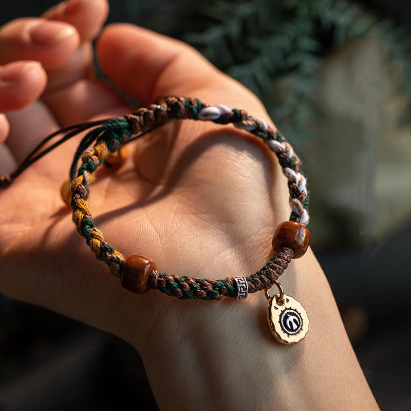 Braccialetto di corda della fortuna in osso di cammello tibetano di Buddha Stones Yak Bone