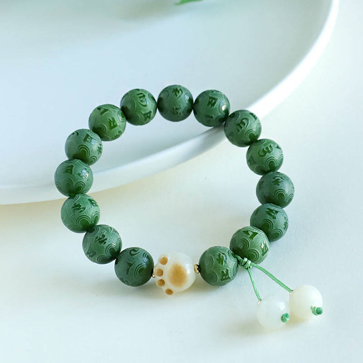 Braccialetto dell'armonia intagliato Buddha Stones Bodhi Seed Om Mani Padme Hum