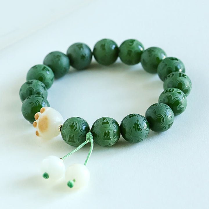 Braccialetto dell'armonia intagliato Buddha Stones Bodhi Seed Om Mani Padme Hum