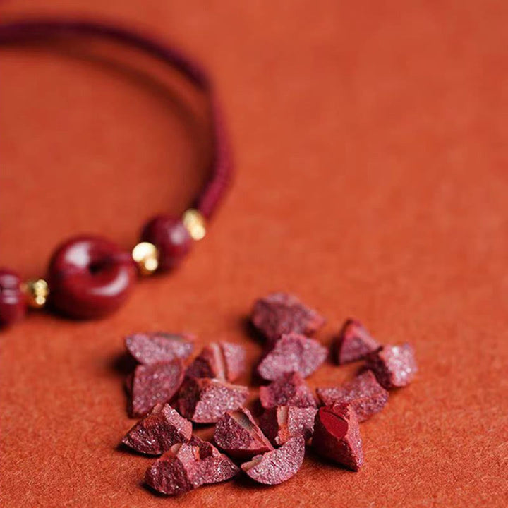 Braccialetto in corda intrecciata con fibbia di pace, cinabro fatto a mano, loto, calma e benedizione, Buddha Stones