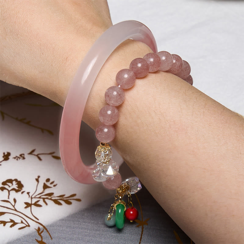 Buddha Stones che attraggono amore e protezione Bracciale rosa Bangle Bundle