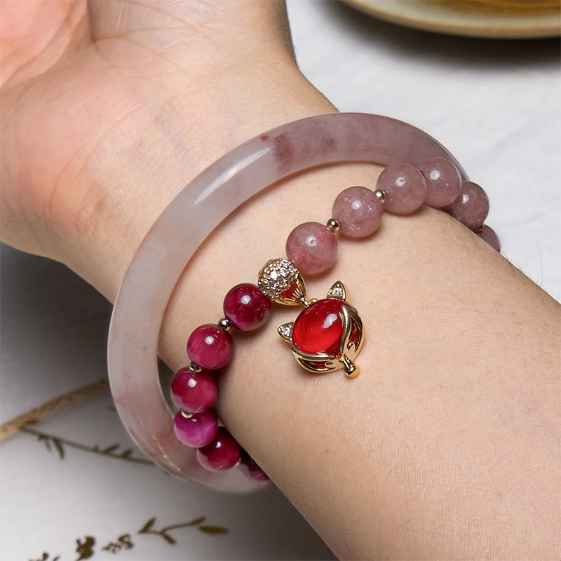 Le Buddha Stones esaltano la felicità e la gioia, set di braccialetti viola