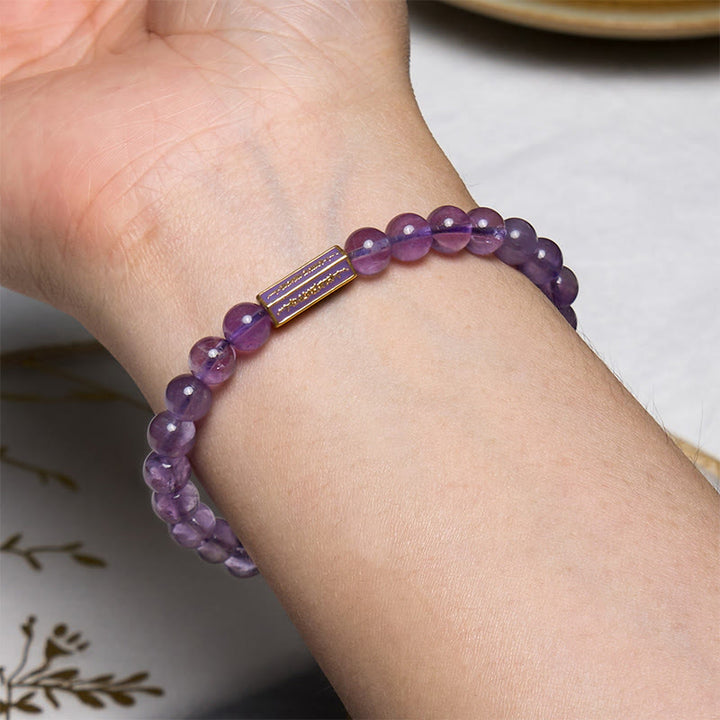 Bracciale Buddha Stones Ametista naturale Pace interiore e guarigione