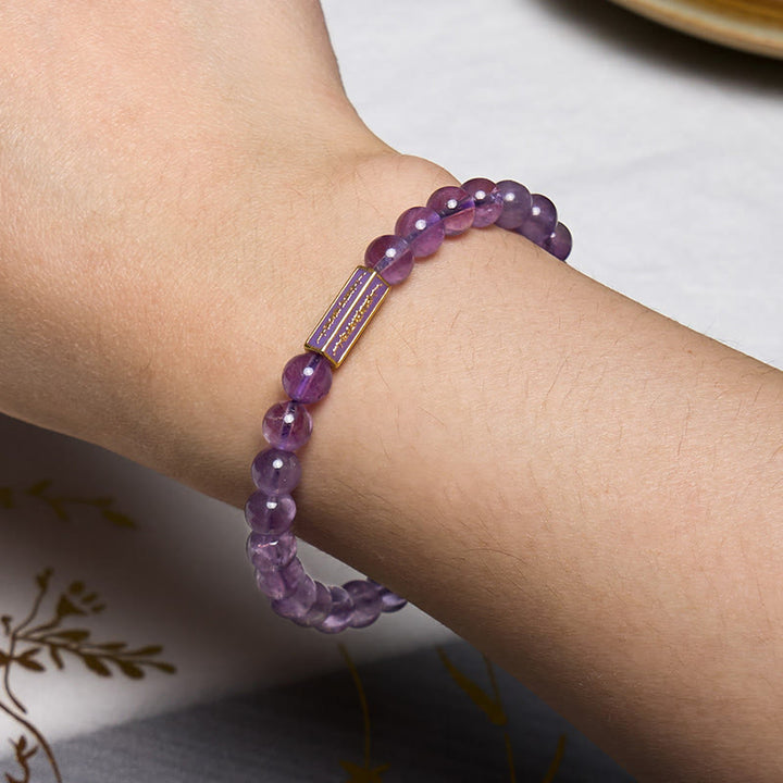 Bracciale Buddha Stones Ametista naturale Pace interiore e guarigione
