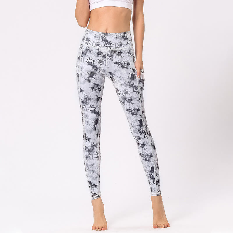 Pantaloni da yoga da donna con stampa colorata Buddha Stones Leggings sportivi da fitness - Camo Bianco Nero - US8-10, UK/AU12-14, EU40-42 (XL) - image 12