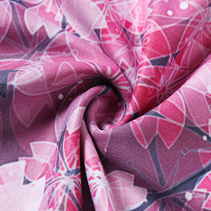 Leggings sportivi da yoga con stampa Buddha Stones Cherry Blossoms Sakura Lines Pantaloni capri da yoga da donna